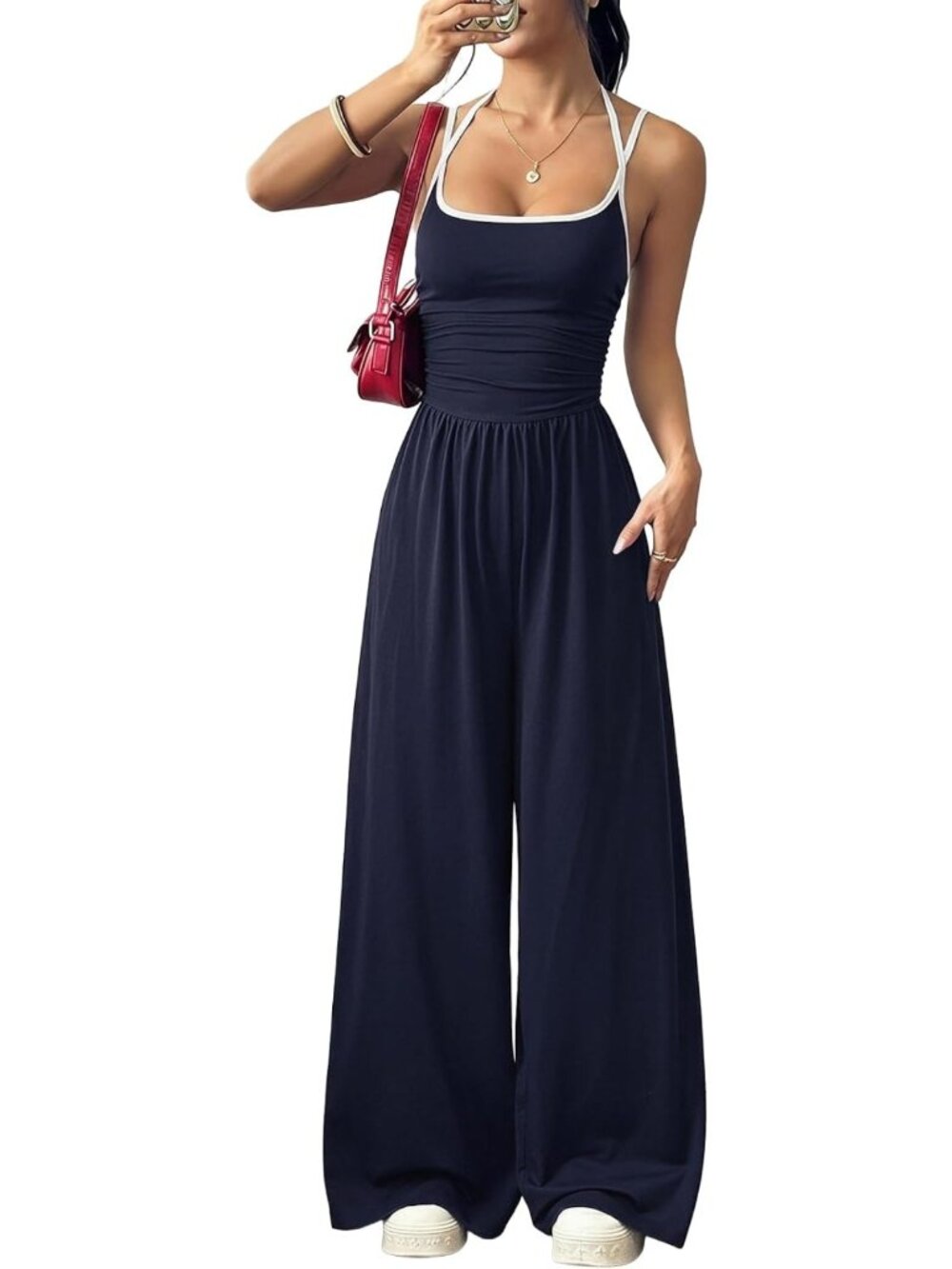 Chic Summer Jumpsuit for Women | Spaghetti Strap Wide Leg Romper, Casual & Comfy
